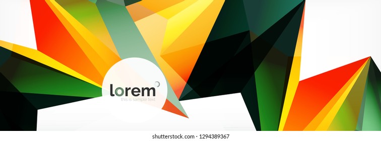 Fondo de triángulo geométrico de color vectorial, diseño de pancarta de cristal, plantilla moderna con formas triangulares sobre fondo claro