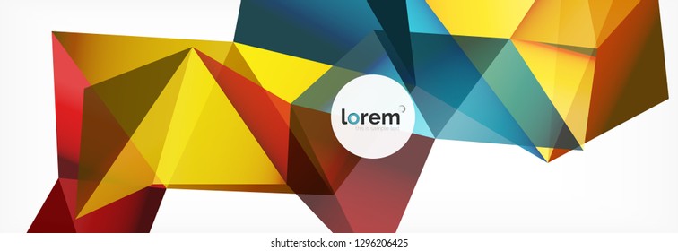 Vektorbunter, geometrischer dreieckiger Hintergrund, Kristallbanner-Design, moderne Vorlage mit dreieckigen Formen auf hellem Hintergrund