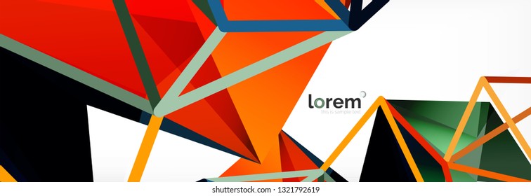 Vector colorful geometric triangle background, crystal banner design, modern template with triangular shapes on light backdrop