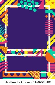 vector colorful geometric and two white frame with violet space background