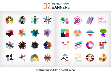 Vector colorful geometrical info banners, infographic templates and business presentation layouts