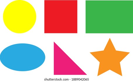 Conjunto de formas geométricas de color vectorial. Seis figuras geométricas aisladas en fondo blanco. 