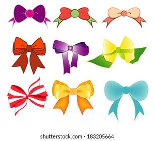 Vector of colorful gift bows with ribbons. Vector illustration