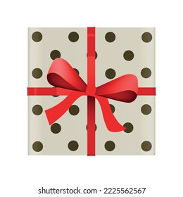 Caja de regalo de color vectorial con cinta adhesiva y arco.