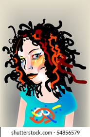 vector colorful girl