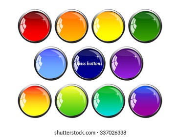 vector colorful glass buttons , a rainbow of colors .