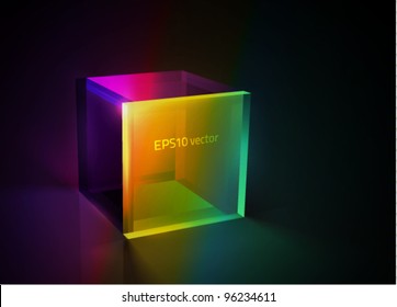 vector colorful glass cube