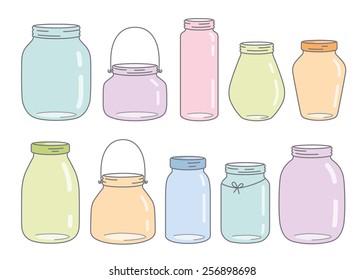 Vector colorful glass jars