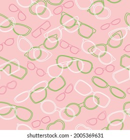 Vector colorful glasses frame accessories stripes seamless pattern. Great for eyewear themed fabric, wallpaper, packaging.