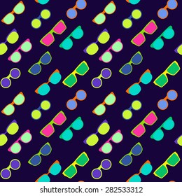 Vector colorful glasses frame seamless pattern background