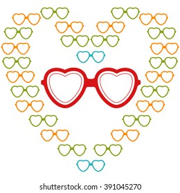 Vector Colorful glasses heart info graphic template 