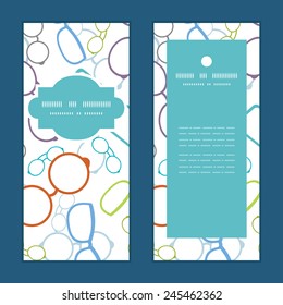 Vector colorful glasses vertical frame pattern invitation greeting cards set