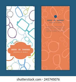Vector colorful glasses vertical frame pattern invitation greeting cards set