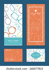 Vector colorful glasses vertical frame pattern invitation greeting, RSVP and thank you cards set