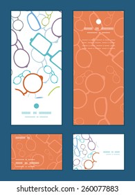 Vector colorful glasses vertical frame pattern invitation greeting, RSVP and thank you cards set