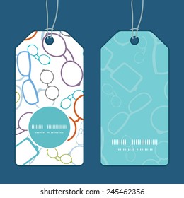 Vector colorful glasses vertical round frame pattern tags set