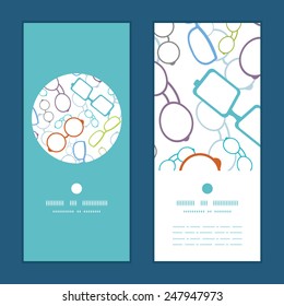 Conjunto de tarjetas de felicitación de invitación de marco redondo de Vertical de Vector de gafas de colores