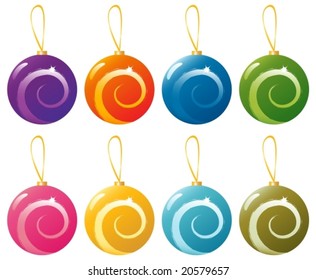 Vector Colorful Glassy Christmas Baubles