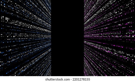 Vector colorful glitch double texture background. Abstract halftone with noise effect and dots. Screen texture with matrix or binary code.