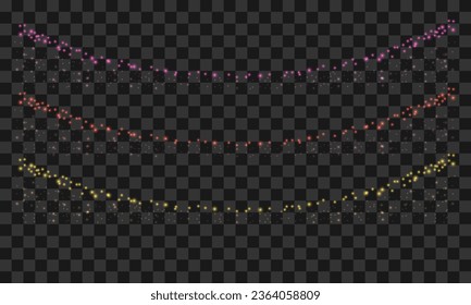 Vector colorful glitter on tranparent background.