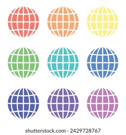 vector colorful globe icon symbols