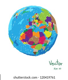 Vector: Colorful globe painted Illustrator, EPS 10.