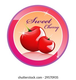 VECTOR Colorido Glossy Etiqueta de cerezo Bacterio