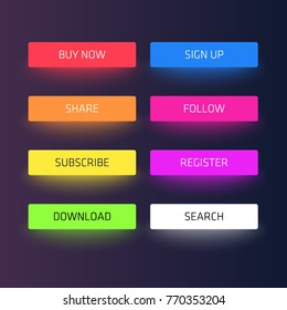 Vector Colorful Glowing Buttons for Different Purpose