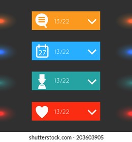 Vector colorful glowing glass infographics options banners collection set with polygonal background. For ui, web games, tablets, wallpapers, and patterns.