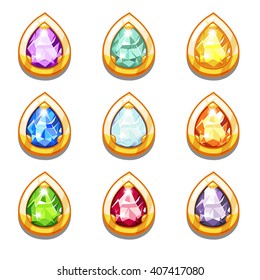Vector colorful golden amulets with diamondsVector colorful golden amulets with diamonds, droplets form