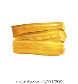Fondo de pintura dorada de color vectorial aislado sobre fondo blanco, elemento decorativo de textura, mancha de trazo de frotis de pintura, color oro abstracto.