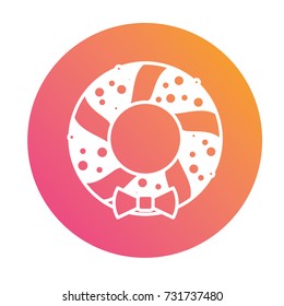 vector Colorful gradient Christmas Door Wreath decoration line icon