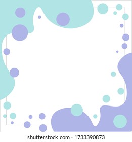 vector colorful gradient geometrical frame with bubles. blue and purple colors. sea frame