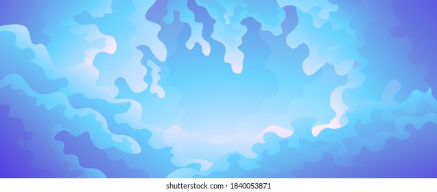 Vector colorful gradient illustration of beautiful cloudy sky.