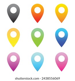 iconos de pin de ubicación de degradado de colores vectoriales