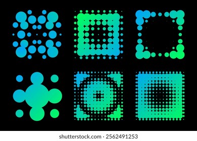 vector colorful gradient patterns with vibrant halftone dots