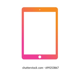 The vector Colorful gradient pink to orange flat tablet computer icon svg