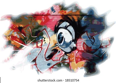 Vetor colorido grafite estilo olho e design