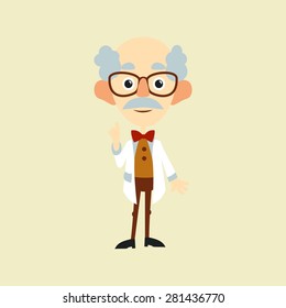 Vector colorful gray scientist Professor