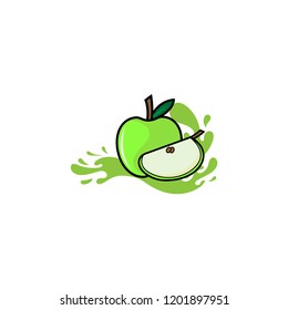 Vector colorful green apple logo design template. Concept design element and icon in linear style. apple isolated cartoon illustration.
