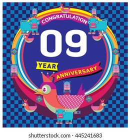 Vector colorful greeting card anniversary logo