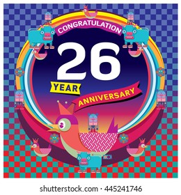 Vector colorful greeting card anniversary logo