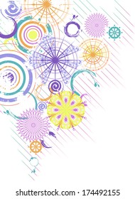 Vector colorful grunge background with decorative openwork circles