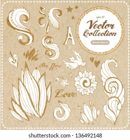 vector colorful grunge background with hand drawn lace tracery. romantic of nature. spring or summer theme