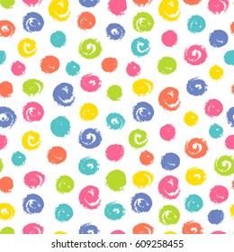 Vector  colorful grunge dots. Seamless pattern.
