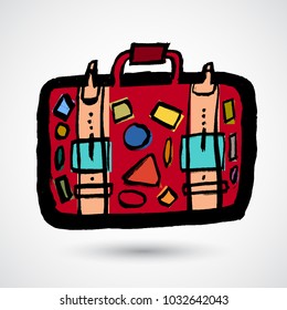 Vector colorful grunge icon of suitcase