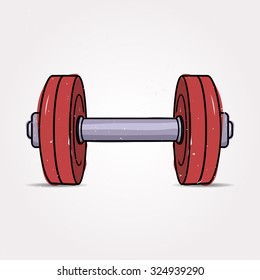 Vector colorful grunge illustration of dumbbell. Fitness icon.