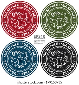 Vector : Colorful Grunge Style Sugar Free Icon, Badge, Label or Sticker Isolated on White Background 
