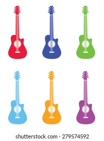 Vector colorful guitar icon set