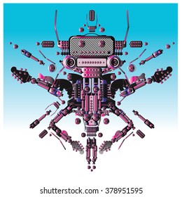 Vector colorful guitar machine robot design